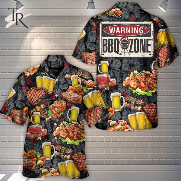 Barbecue Food Meat BBQ Warning BBQ Zone – Hawaiian Shirt