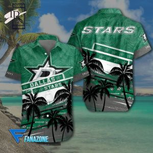 NHL Dallas Stars Coconut Tree Beach Aloha Shirt