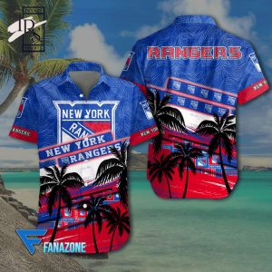 NHL New York Rangers Coconut Tree Beach Aloha Shirt