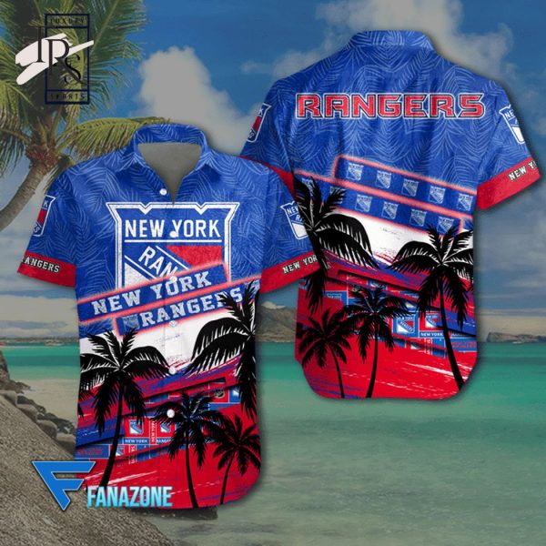 NHL New York Rangers Coconut Tree Beach Aloha Shirt