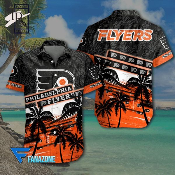 NHL Philadelphia Flyers Coconut Tree Beach Aloha Shirt