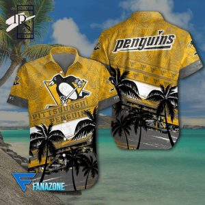 NHL Pittsburgh Penguins Coconut Tree Beach Aloha Shirt
