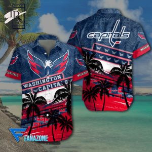 NHL Washington Capitals Coconut Tree Beach Aloha Shirt