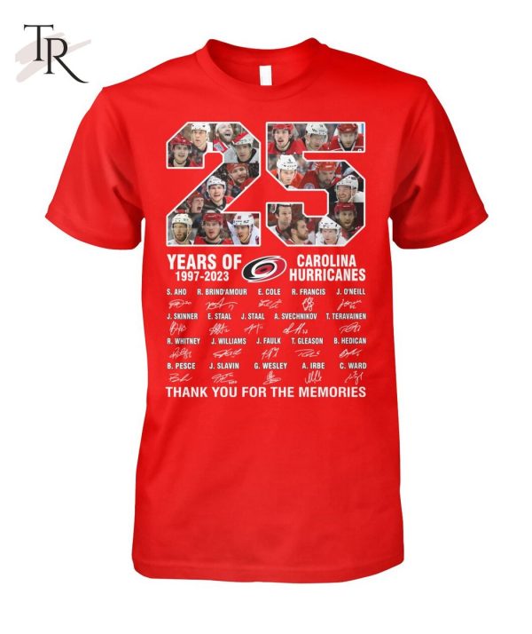 25 Years Of 1997 – 2023 Carolina Hurricanes Thank You For The Memories T-Shirt – Limited Edition