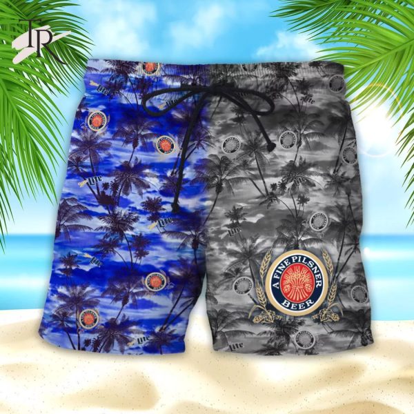 Miller Lite Combo Aloha Hawaiian Shirt & Shorts Set