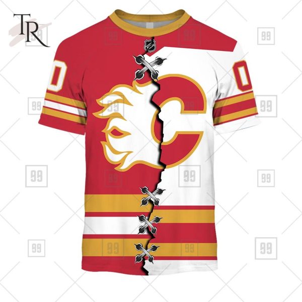 Personalized NHL Calgary Flames Special Black Hockey Fights Cancer Kits T- Shirt - Torunstyle