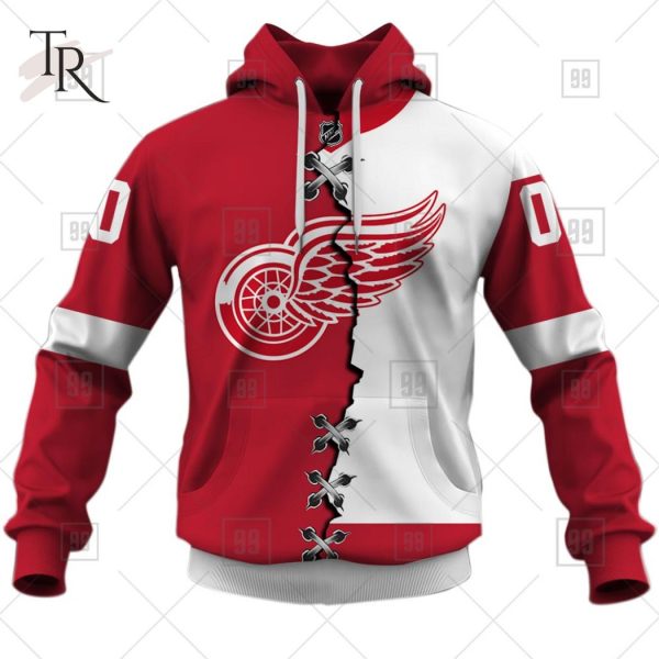 Custom Name And Number NHL Detroit Red Wings Mix Jersey 2023 Tshirt