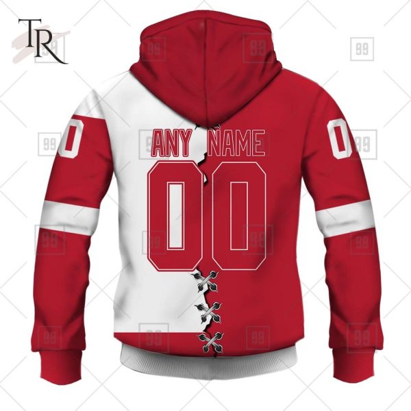 Custom Name And Number NHL Detroit Red Wings Mix Jersey 2023 Tshirt