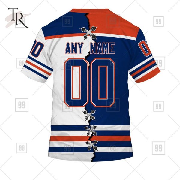 Custom Name And Number NHL Edmonton Oilers Mix Jersey 2023 Tshirt