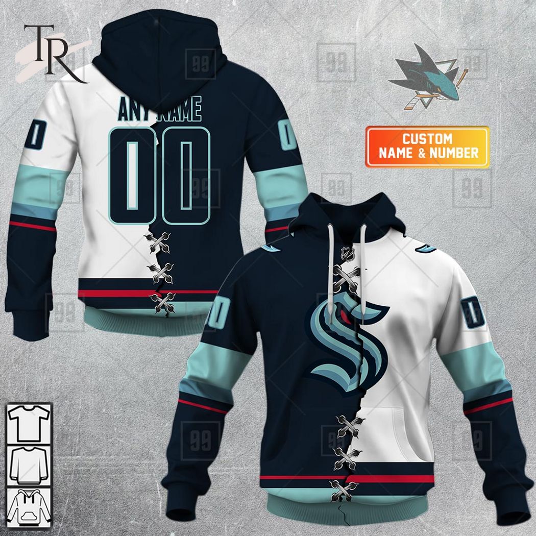 NHL Seattle Kraken Custom Name Number 2023 Mix Jersey T-Shirt