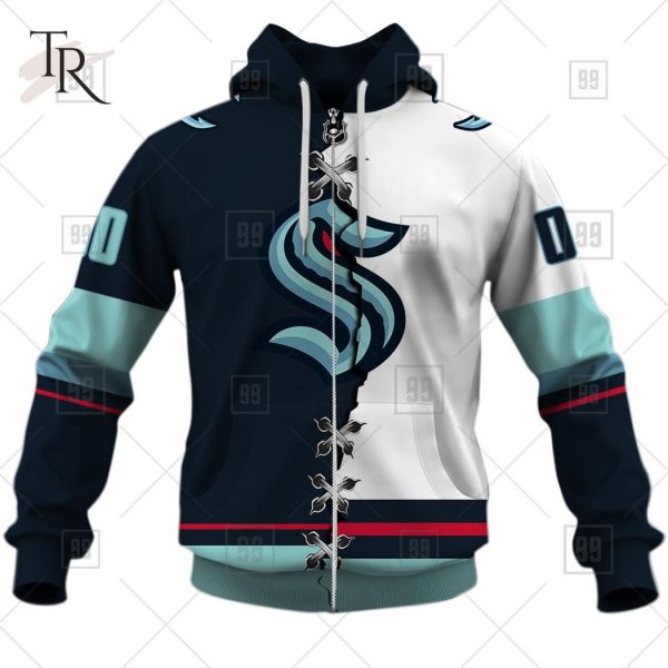 Custom Name And Number NHL Seattle Kraken Mix Jersey 2023 Tshirt