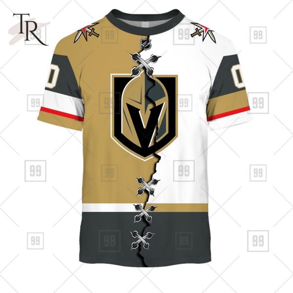 Custom Name And Number NHL Vegas Golden Knights Mix Jersey 2023 Tshirt