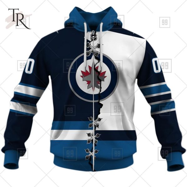 NHL Winnipeg Jets Custom Name Number White Blue Reverse Retro