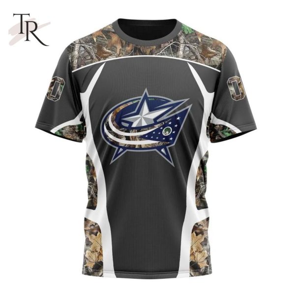 Personalized NHL Columbus Blue Jackets Special Camo Hunting Design Tshirts