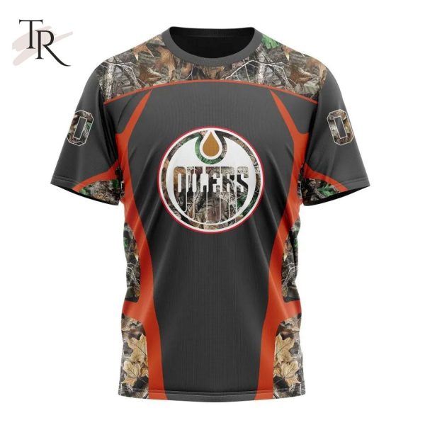 Personalized NHL Edmonton Oilers Special Camo Hunting Design Tshirts