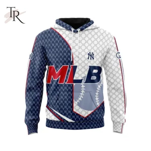 Gucci Mlb New York Yankees Navy White Unisex Hoodie Outfit For Men Women Luxury Brand Clothing