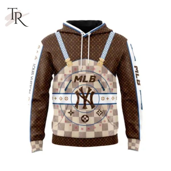 Louis Vuitton Mlb New York Yankees Brown Unisex Hoodie Outfit For Men Women Luxury Brand Clothing