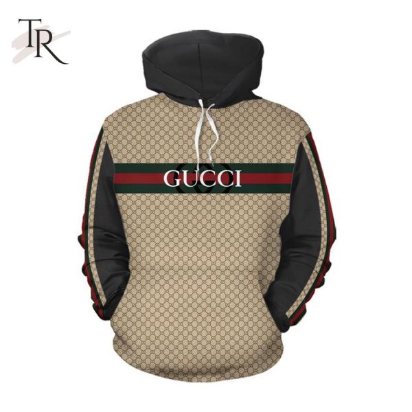 Gucci Beige Black Luxury Brand Premium Hoodie For Men Women Luxury Hoodie Outfit For Fall Outfit