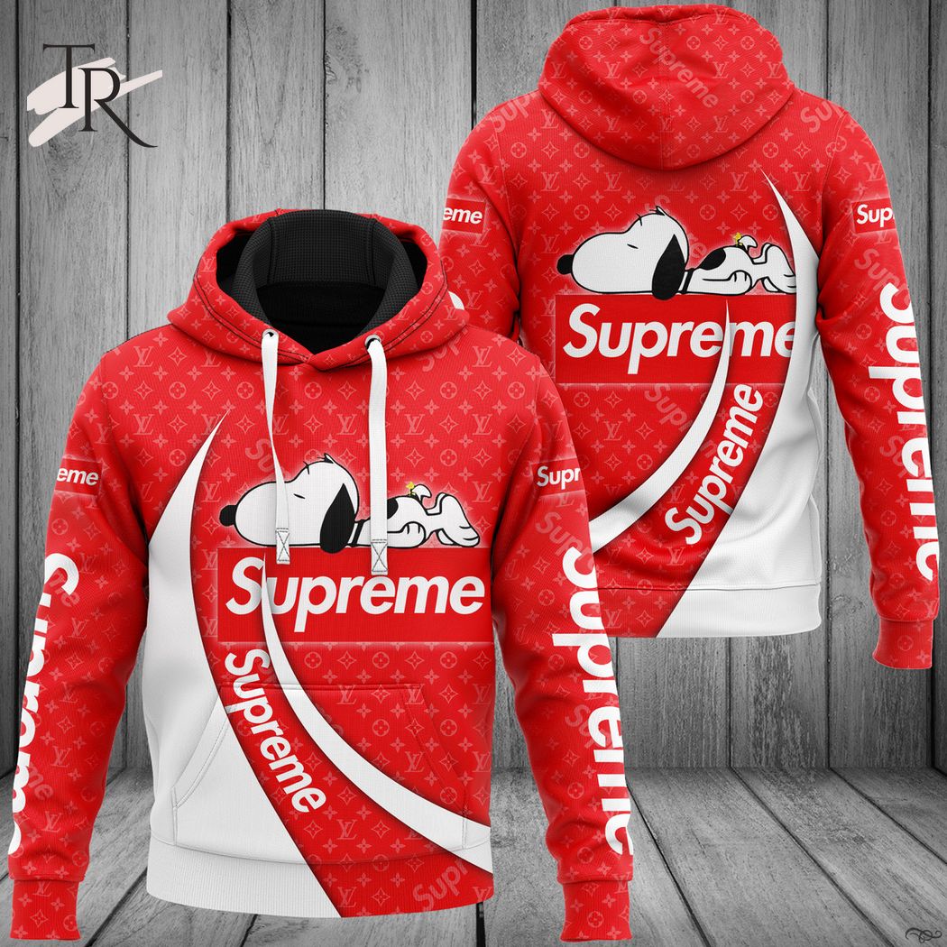Louis Vuitton Supreme Snoopy Red Luxury Brand Hoodie For Men Women