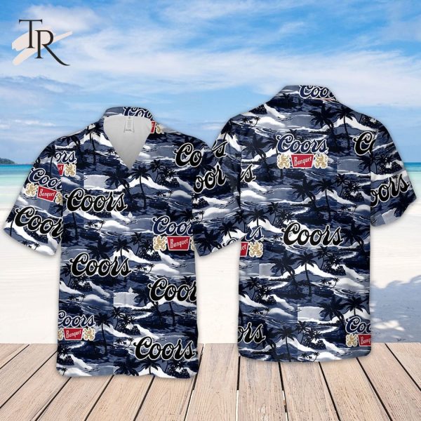 Blue Coors Banquet Tropical Summer Beach Aloha Shirt