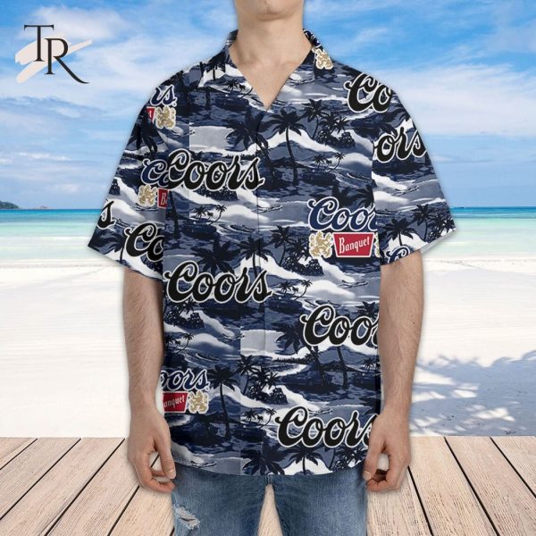 Blue Coors Banquet Tropical Summer Beach Aloha Shirt