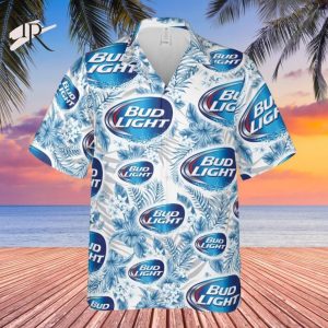 Funny Beer Party Bud Light Blue Aloha Button Shirt