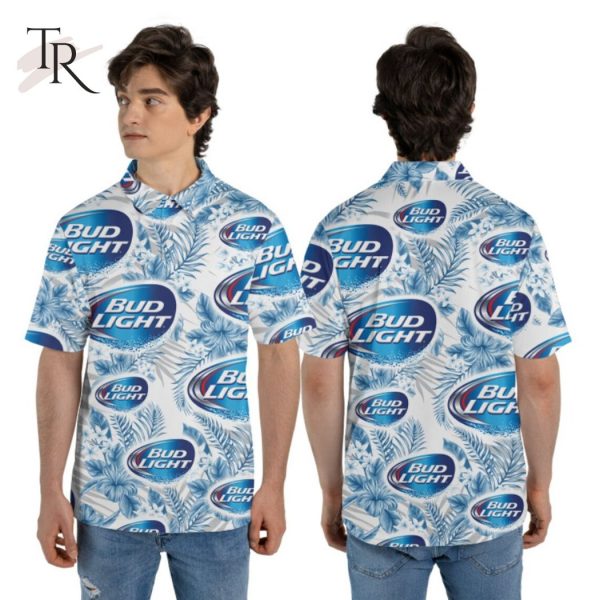 Funny Beer Party Bud Light Blue Aloha Button Shirt
