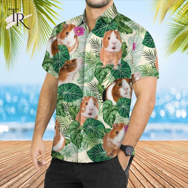 Guinea Pig Lovers Floral Aloha Button Shirt