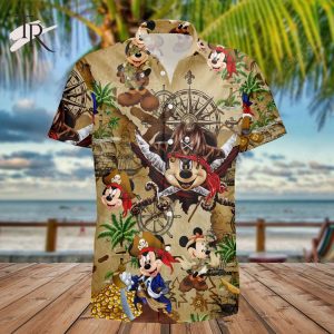 Pirate Mickey On Map Aloha Shirt