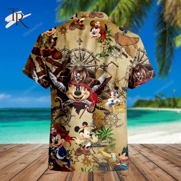 Pirate Mickey On Map Aloha Shirt