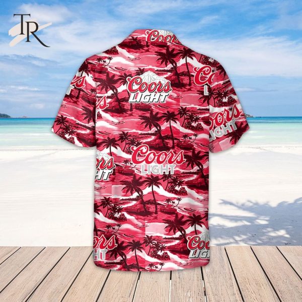 Red Coors Light Tropical Island Beach Aloha Shirt