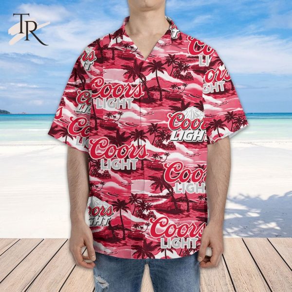 Red Coors Light Tropical Island Beach Aloha Shirt