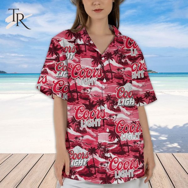 Red Coors Light Tropical Island Beach Aloha Shirt