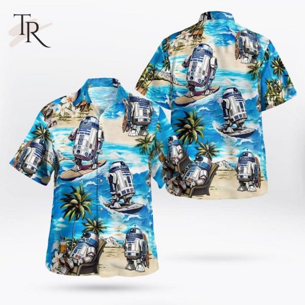 Star Wars R2D2 Surfing Beach Aloha Shirt