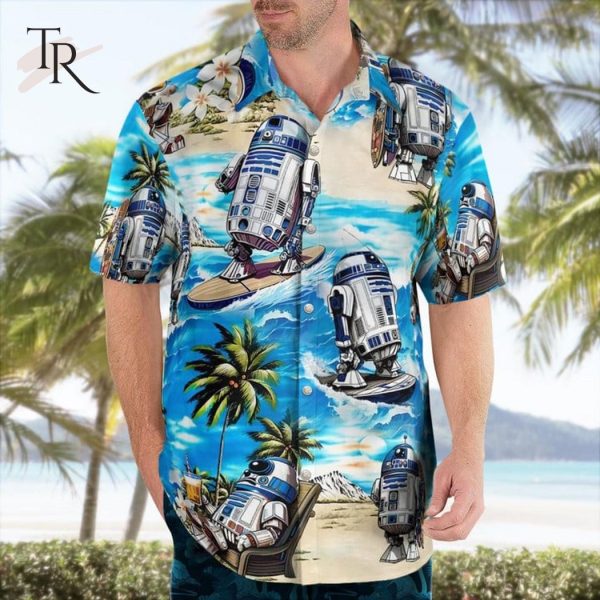 Star Wars R2D2 Surfing Beach Aloha Shirt