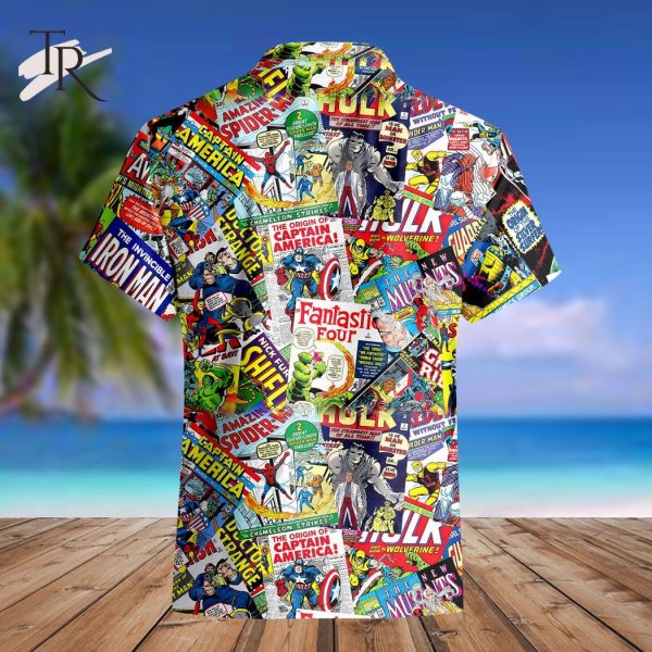 Superhero Comic 80s Beach Floral Aloha Button Shirt