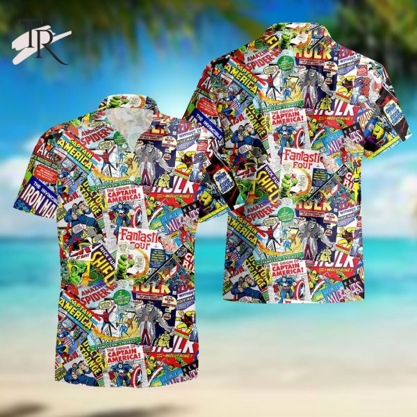 Superhero Comic 80s Beach Floral Aloha Button Shirt