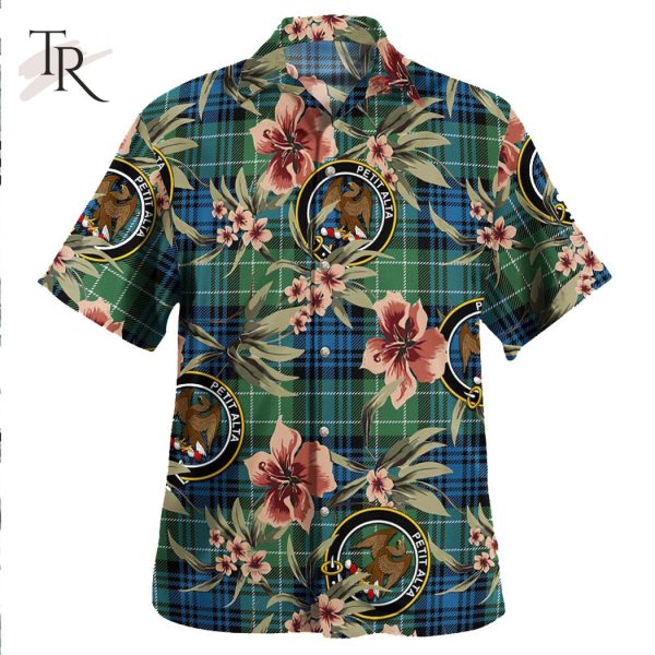 Abercrombie Ancient Clan Tartan Crest Badge Aloha Hawaiian Shirt Tropical Old Style