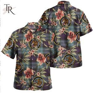 Abercrombie Weathered Clan Tartan Crest Badge Aloha Hawaiian Shirt Tropical Old Style
