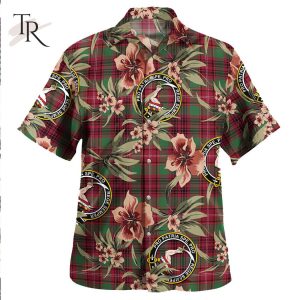 Ainslie Weathered Clan Tartan Crest Badge Aloha Hawaiian Shirt Tropical Old Style