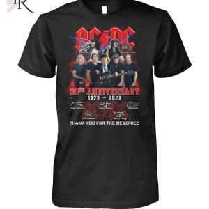 ACDC 50th Anniversary 1973 – 2023 Thank You For The Memories Print On Both Sides T-Shirt – Limited Edition