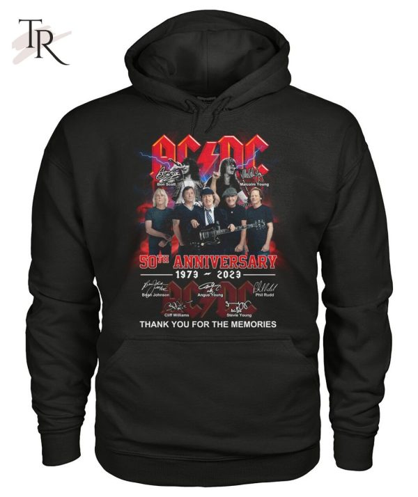 ACDC 50th Anniversary 1973 – 2023 Thank You For The Memories Print On Both Sides T-Shirt – Limited Edition