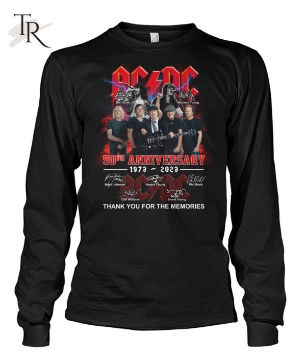 ACDC 50th Anniversary 1973 – 2023 Thank You For The Memories Print On Both Sides T-Shirt – Limited Edition