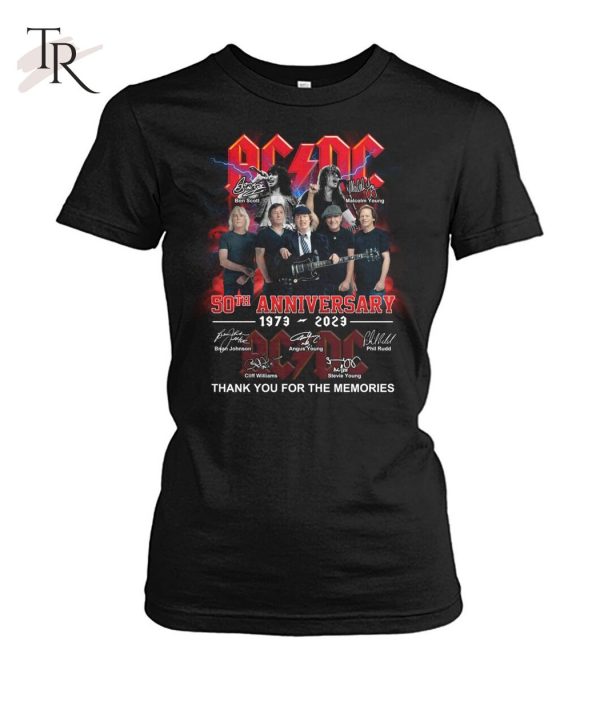 ACDC 50th Anniversary 1973 – 2023 Thank You For The Memories Print On Both Sides T-Shirt – Limited Edition