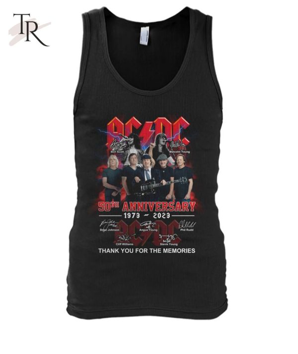 ACDC 50th Anniversary 1973 – 2023 Thank You For The Memories Print On Both Sides T-Shirt – Limited Edition