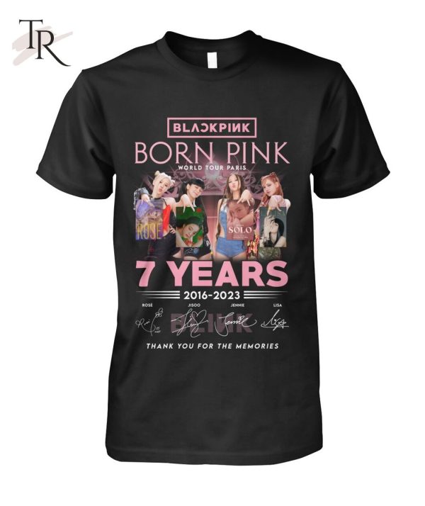 Black Pink Born Pink World Tour Paris 7 Years 2016 – 2023 Thank You For The Memories T-Shirt – Limited Edition