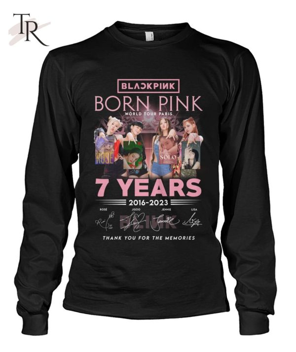 Black Pink Born Pink World Tour Paris 7 Years 2016 – 2023 Thank You For The Memories T-Shirt – Limited Edition