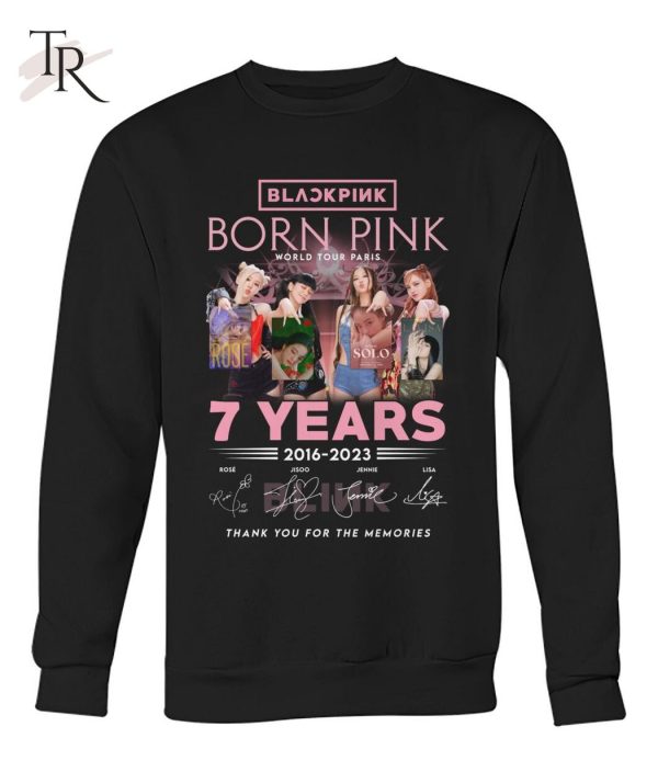 Black Pink Born Pink World Tour Paris 7 Years 2016 – 2023 Thank You For The Memories T-Shirt – Limited Edition