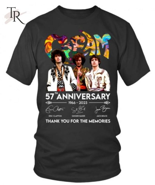 Cream Band 57th Anniversary 1966 – 2023 Thank You For The Memories T-Shirt – Limited Edition