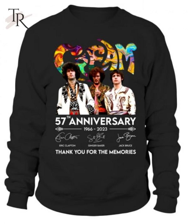 Cream Band 57th Anniversary 1966 – 2023 Thank You For The Memories T-Shirt – Limited Edition